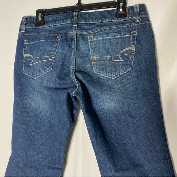 Vintage Y2K American Eagle Outfitters Dark Wash Low Rise Real Flare 8 Long - Picture 11 of 15